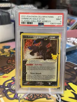 2021 POKEMON CELEBRATIONS CLASSIC COLLECTION #17 UMBREON-GOLD STAR PSA 9 - Image 1