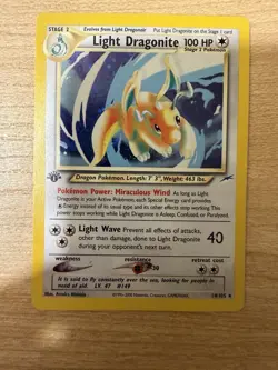 2002 Pokemon Neo Destiny 1st Edition 14 Light Dragonite Holo - Image 1