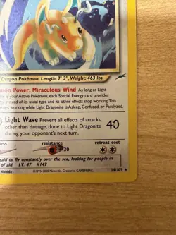 2002 Pokemon Neo Destiny 1st Edition 14 Light Dragonite Holo - Image 3