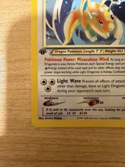 2002 Pokemon Neo Destiny 1st Edition 14 Light Dragonite Holo - Image 4