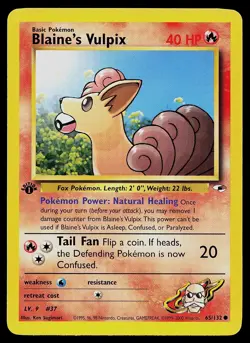 Pokemon Card - Blaine's Vulpix Gym Heroes 65/132 1st Edition Common - Image 1