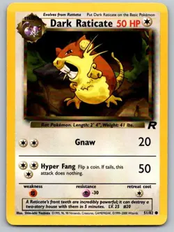 Dark Raticate 51/82 Common Team Rocket Pokemon Unlimited Lightly Played - Image 1