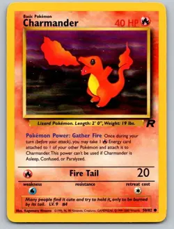 Charmander 50/82 Common Team Rocket Pokemon Unlimited Lightly Played - Image 1