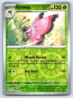 Pokemon Uncommon Vivillon SV01: Scarlet & Violet Base Set SVI Reverse Holo 010/1 - Image 1