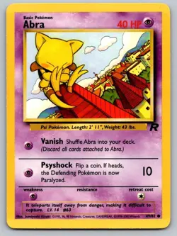 Abra 49/82 Common Team Rocket Pokemon Unlimited Lightly Played - Image 1