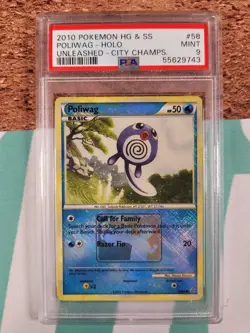 2010 Pokemon Unleashed PSA 9 Poliwag 58/95 City Championships Holo🔥 - Image 1