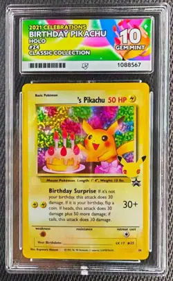 Pokemon Pikachu Birthday Card 24-Holo Celebrations ACE 10 - Image 1