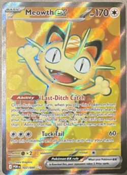 Pokemon TCG Meowth ex Prismatic Evolutions Ultra Rare Full Art Holo 107/088 - Image 2
