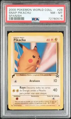 Pokemon Card World Collection Snap Pikachu Spanish, Graded PSA 8 - Image 2