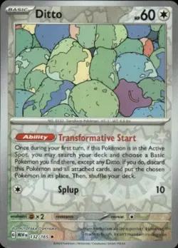 Ditto 132/165 Rare 151 Pokemon Reverse Holo Lightly Played - Image 1