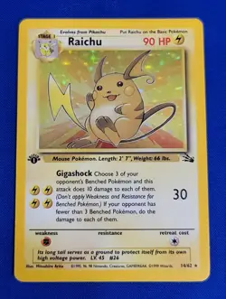 1999 Pokemon TCG Raichu Base Set 14/102 Holo 1st Edition Fossil Holo Rare - Image 1