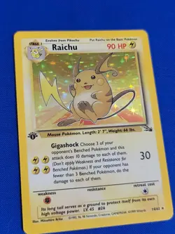 1999 Pokemon TCG Raichu Base Set 14/102 Holo 1st Edition Fossil Holo Rare - Image 5