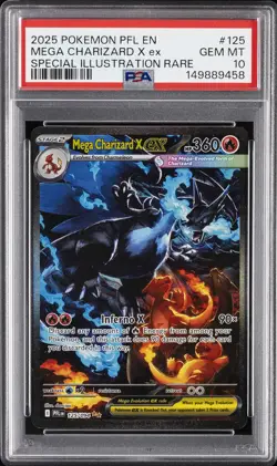 2025 POKEMON PFL EN-PHANTASMAL FLAMES #125 MEGA CHARIZARD X EX PSA 10 - Image 1