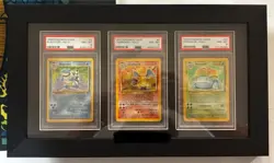 1999 Pokemon Big 3 Base Set Charizard, Blastoise, Venasaur Holo PSA 8 + Frame - Image 1