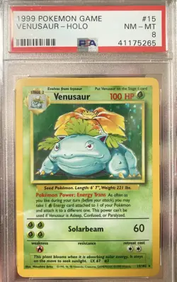 1999 Pokemon Big 3 Base Set Charizard, Blastoise, Venasaur Holo PSA 8 + Frame - Image 3