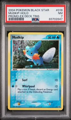 2004 POKEMON BLACK STAR PROMO 018 MUDKIP HOLO EX DECK TINS COSMOS PSA 7 - Image 1
