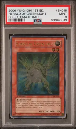 2006 YU-GI-OH! EOJ-ENEMY OF JUSTICE #EN018 HERALD OF GREEN LIGHT PSA 9 - Image 1