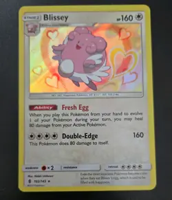 Blissey 102/145 LP/NM Holo Guardians Rising SM Pokemon Card love hearts winking - Image 1