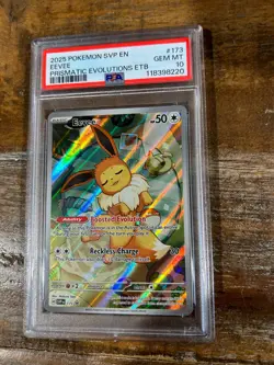 POKEMON 2025 Prismatic Evolutions ETB EEVEE Full Art SVP En #173 PSA 10 Gem 3 - Image 1
