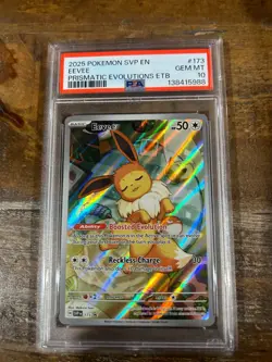 POKEMON 2025 8 Prismatic Evolutions ETB EEVEE Full Art SVP En #173 PSA 10 Gem - Image 1
