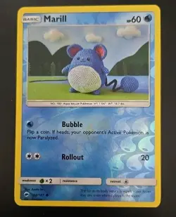 Pokemon MARILL 34/147 - Burning Shadows Rev Holo - - Image 1