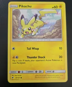 Pokemon Cards Pikachu Non Holo 40/147 Burning Shadows NM 2017 - Image 1