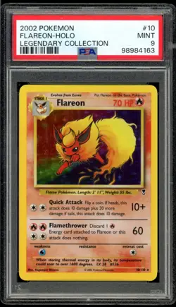 2002 Pokemon Legendary Collection #10 Flareon Holo PSA 9 Mint - Image 1