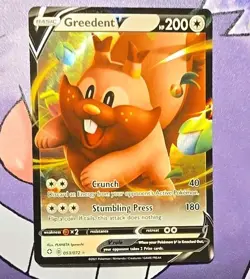 Pokemon Greedent V 053/072 Shining Fates ULTRA RARE - Image 1