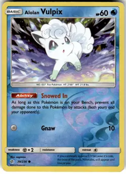Alolan Vulpix Reverse Holo 39/236 Cosmic Eclipse Pokemon LP Fast Ship - Image 1