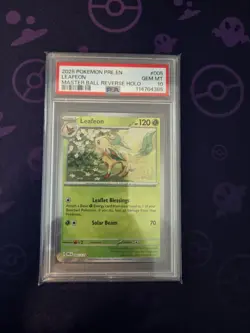 Pokemon Leafeon Master Ball Pattern Prismatic Evolutions Holo PSA 10 005/131 - Image 1
