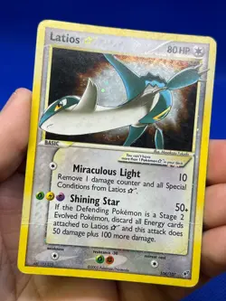 VTG 2005 Pokemon EX Deoxys Latios Gold Star 106/107 Ultra Rare DMG/CREASED - Image 2