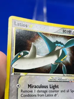 VTG 2005 Pokemon EX Deoxys Latios Gold Star 106/107 Ultra Rare DMG/CREASED - Image 4