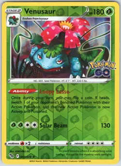 Venusaur 003/078 Holo Rare Pokemon GO Pokemon Reverse Holo NM - Image 1