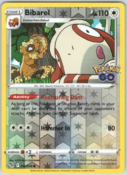 Bibarel 060/078 Common Pokemon GO Pokemon Reverse Holo NM - Image 1