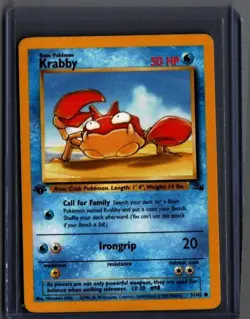Krabby 51/62 Common Fossil Pokemon 1st Edition - Image 1