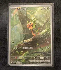 Chespin 087/086 IR Holo NM Pokemon Card ME04 Chaos Rising - Image 1