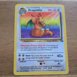 Pokemon Dragonite Fossil Unlimited Rare 19/62 Regular 1999 English TCG Card - Image 1