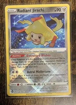 Radiant Jirachi 120/195 Silver Tempest Ultra Rare Holo Pokemon TCG Card NM - Image 1
