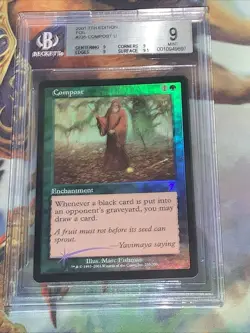 2001 MTG Compost 235 Core Set 7th Edition Foil Uncommon BGS Mint 9 - Image 1
