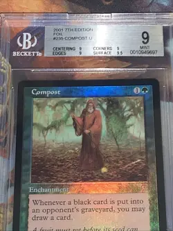 2001 MTG Compost 235 Core Set 7th Edition Foil Uncommon BGS Mint 9 - Image 2