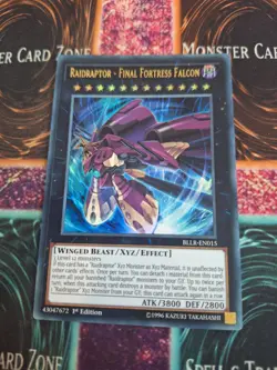 Yugioh Raidraptor - Final Fortress Falcon BLLR-EN015 Ultra Rare 1st Edition NM - Image 1