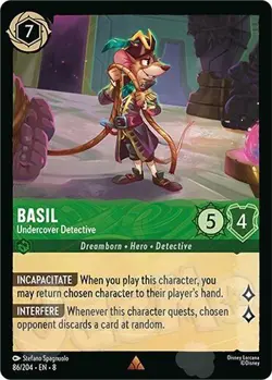 Disney Lorcana Basil Undercover Detective - Reign Jafar Rare NM - Plus Free Card - Image 1
