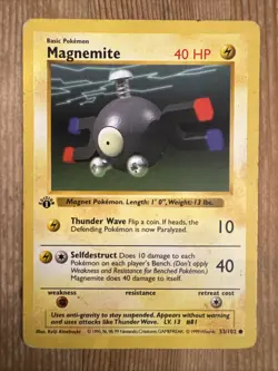 Magnemite 53/102 Pokemon 1st Edition Shadowless Base Set DMG - Image 1