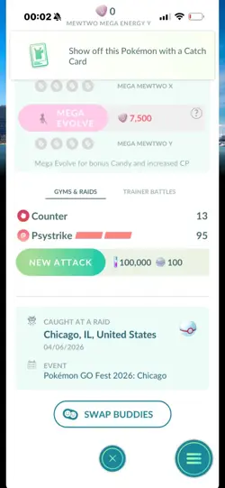 Pokemon Go Shiny Legendary Mewtwo ( Chicago Background) ( MAX CP ) - Image 2