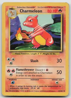 Charmeleon 24/102 Uncommon Base Set Unlimited Pokemon HP - Image 1