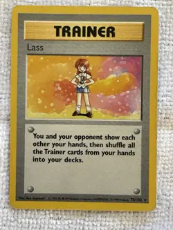 Pokemon Lass Card 75/102 Base Set Shadowless Damaged - Image 1