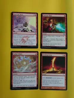 Draconic Roar,Galvanic Blast,Strike it Rich, Seething song MTG 4 Card. - Image 1
