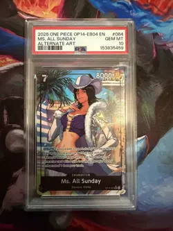 PSA 10 Ms. All Sunday (Alternate Art) OP14-084 Azure Sea's Seven Foil One Piece - Image 1