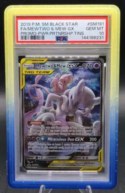 2019 Pokemon Mewtwo & Mew GX TAG TEAM Promo SM191 Holo English PSA 10 - Image 1