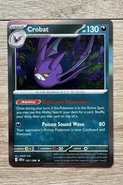 Pokemon Crobat 051/086 - ME04: Chaos Rising Rare Holo Card NM - Image 1